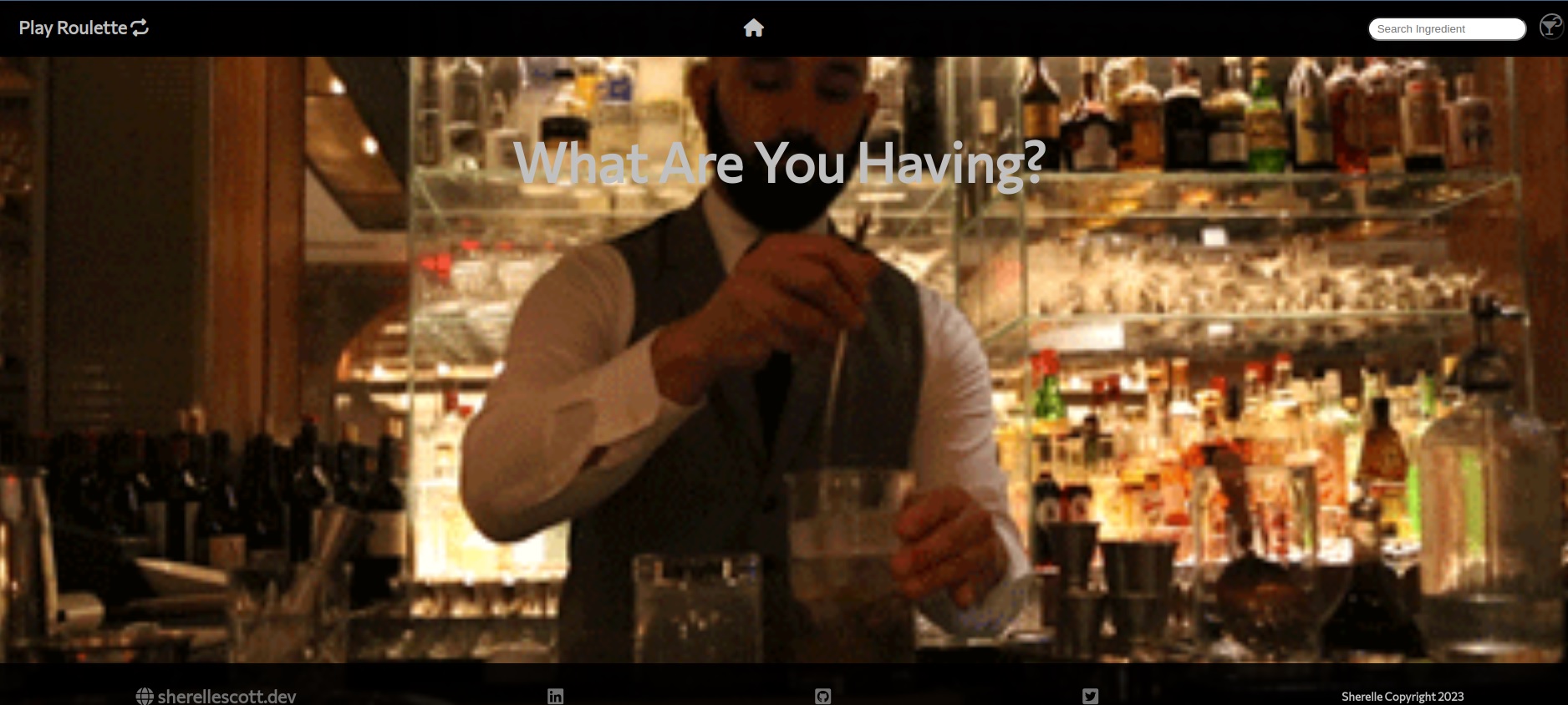 Screenshots of Cocktail Roulette  website