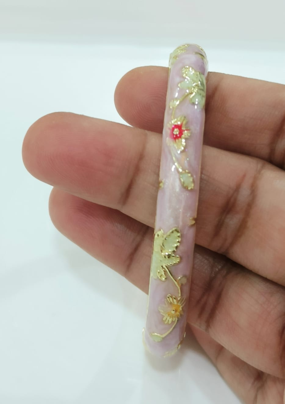 Lavender Red Flower Single Bangle | Size 2.6