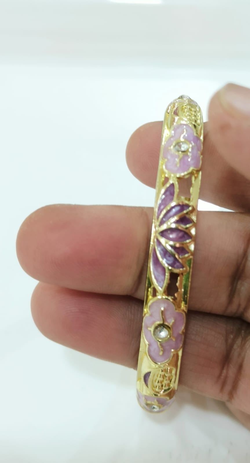 Lavender Purple Lotus Single Bangle | Size 2.6