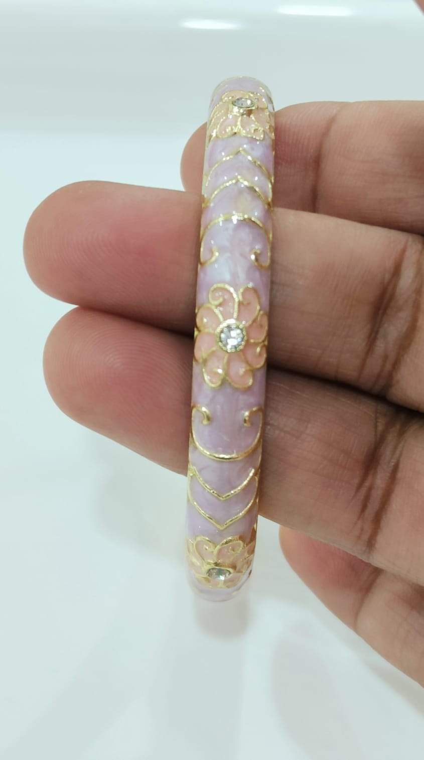 Lavender Peach Flower Single Bangle | Size 2.6