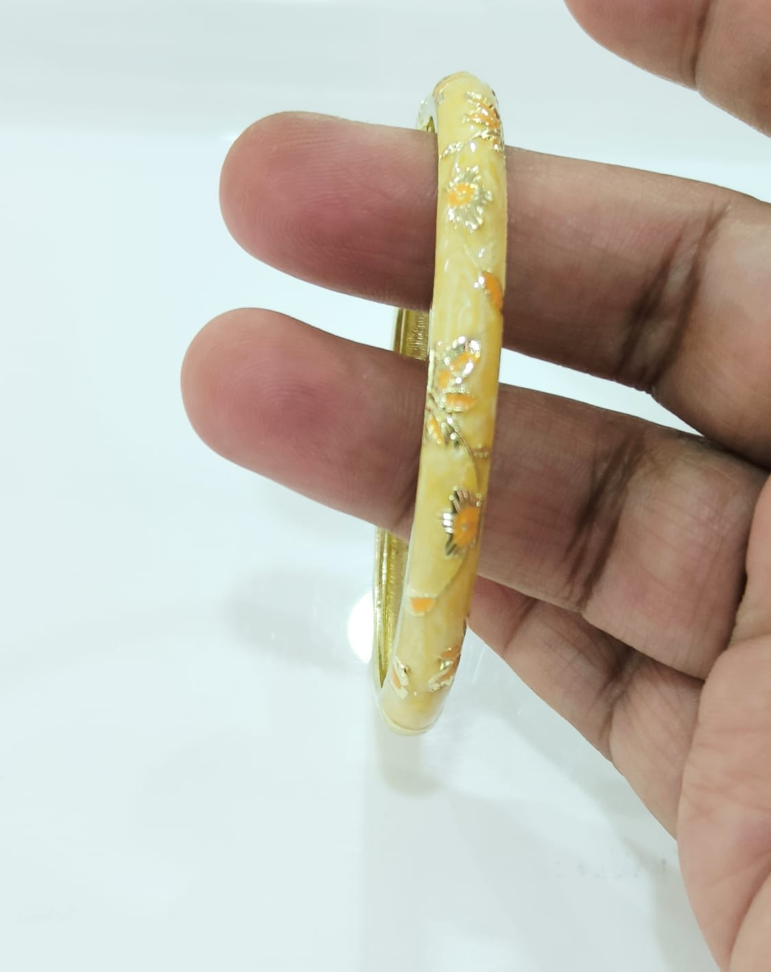 Yellow Orange Flower Single Bangle | Size 2.6