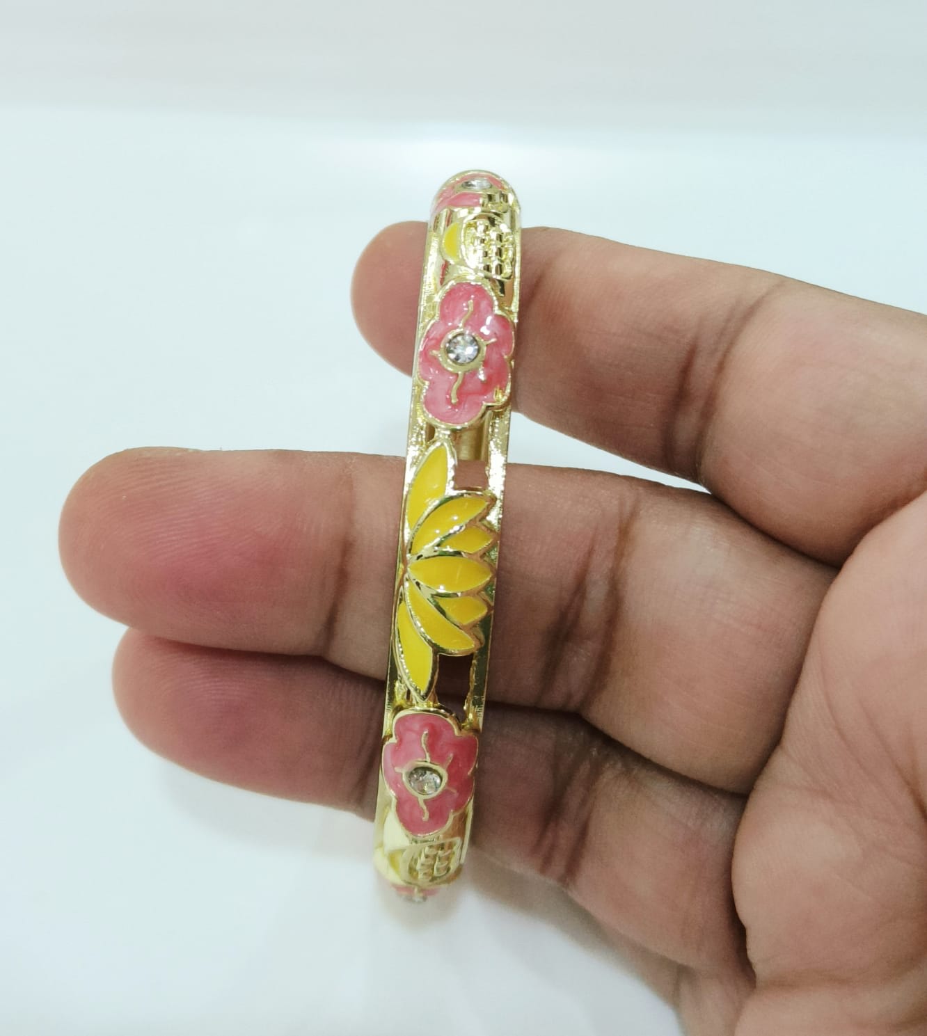 Yellow Lotus Single Bangle | Size 2.6