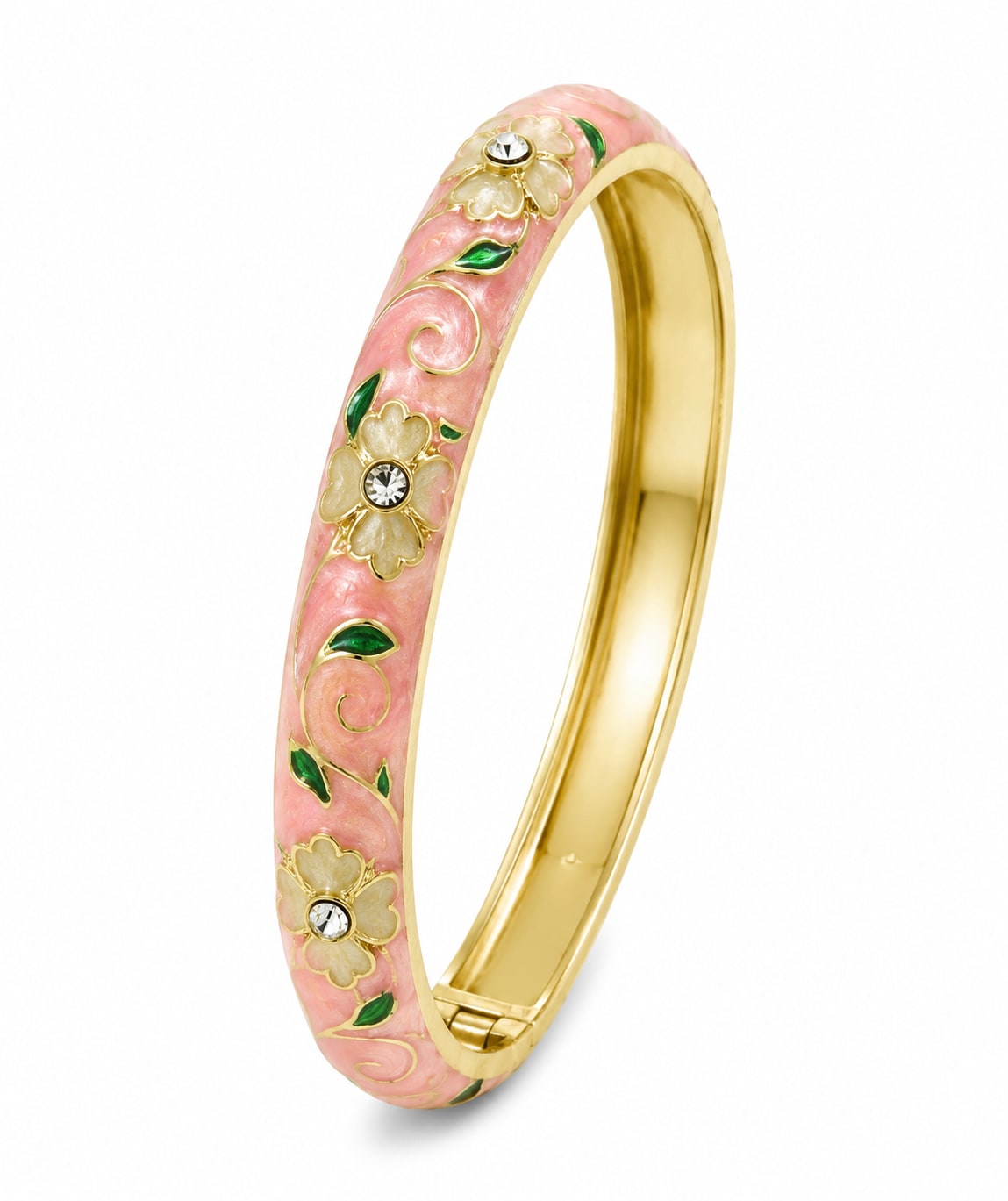 Baby Pink and White Flower Single Bangle | Size 2.6