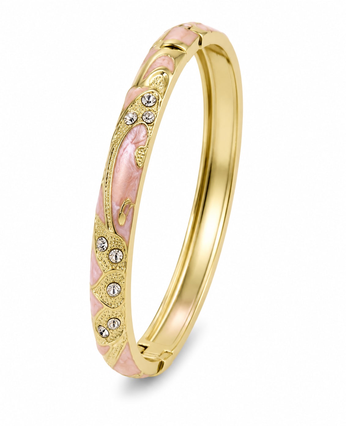Baby Pink and Golden Flower Single Bangle | Size 2.6
