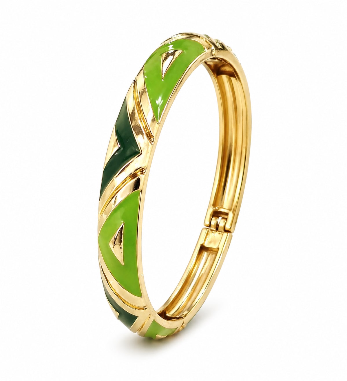 Multi Green Geometrical Design Single Bangle | Size 2.6