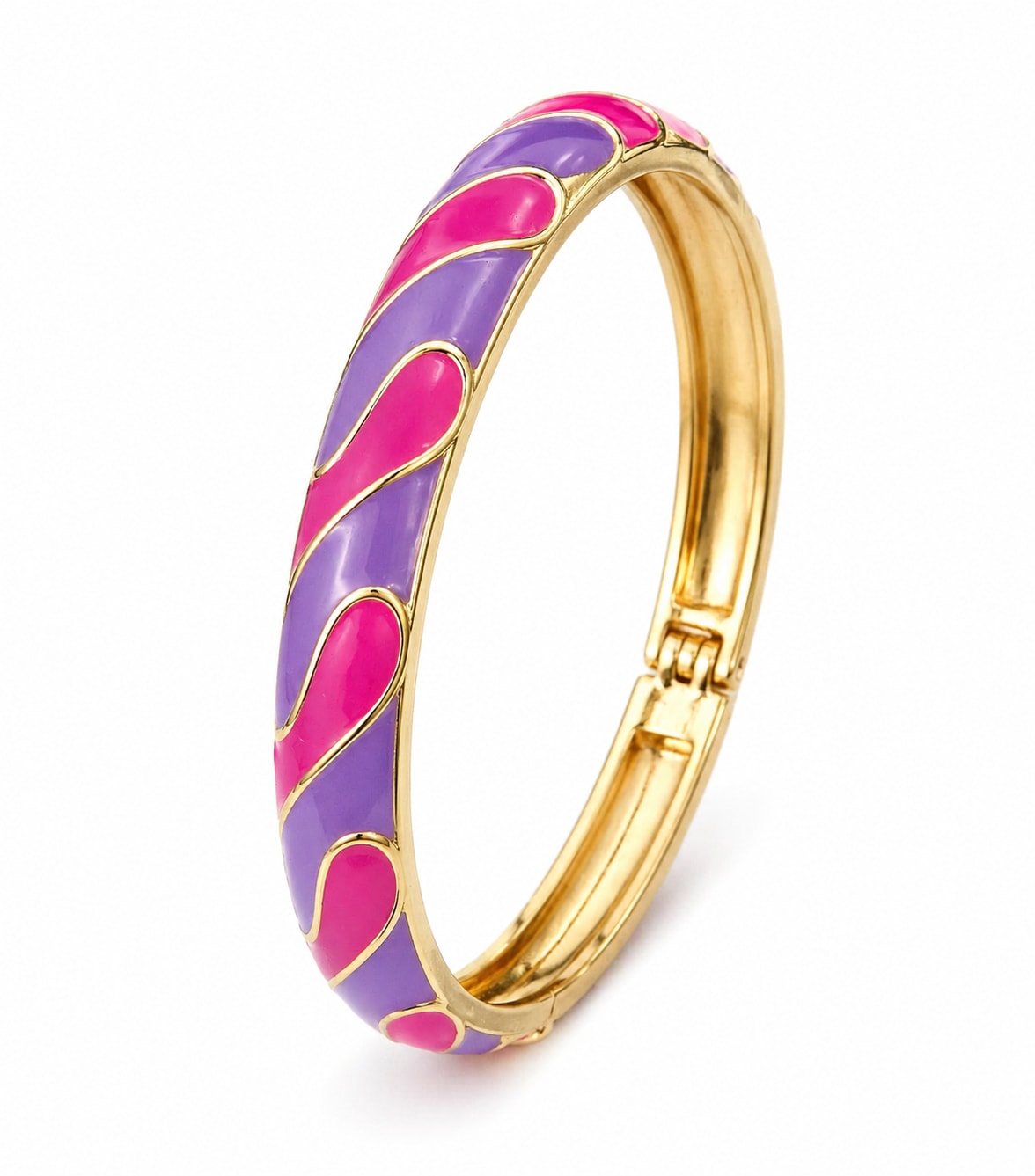 Pink and Purple Geometrical Design Single Bangle | Size 2.6