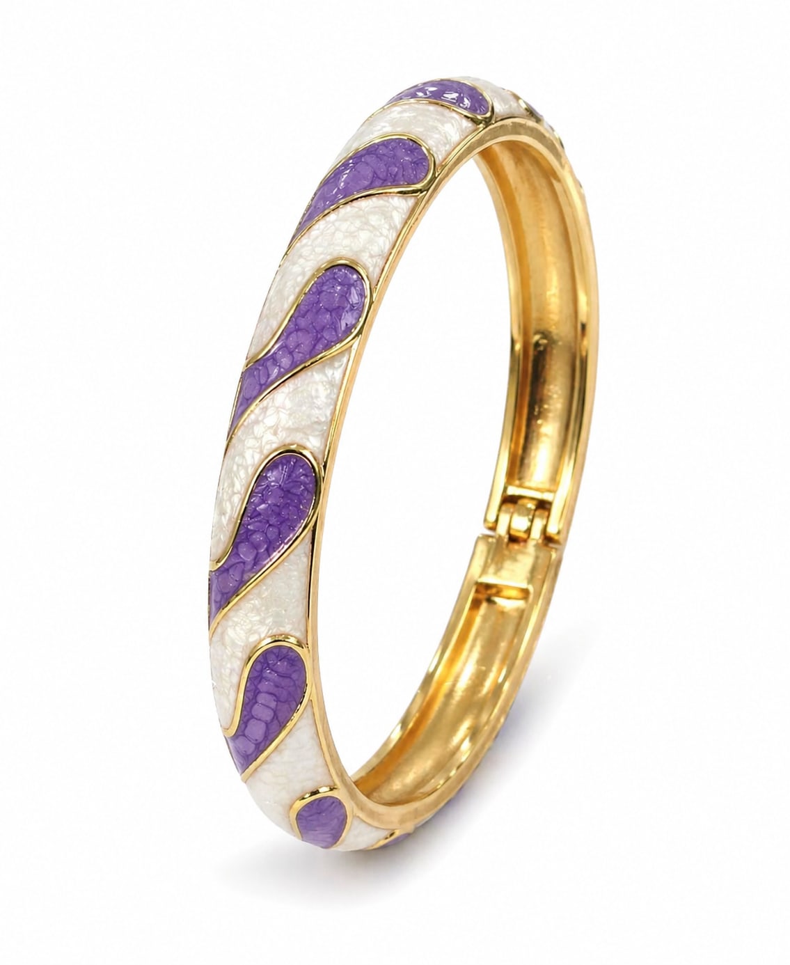 White and Purple Geometrical Design Single Bangle | Size 2.6