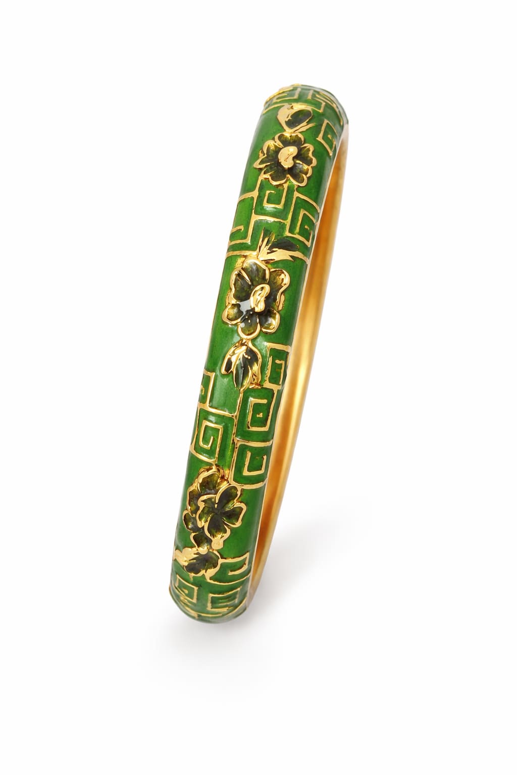 Green and Golden Single Bangle | Size 2.6