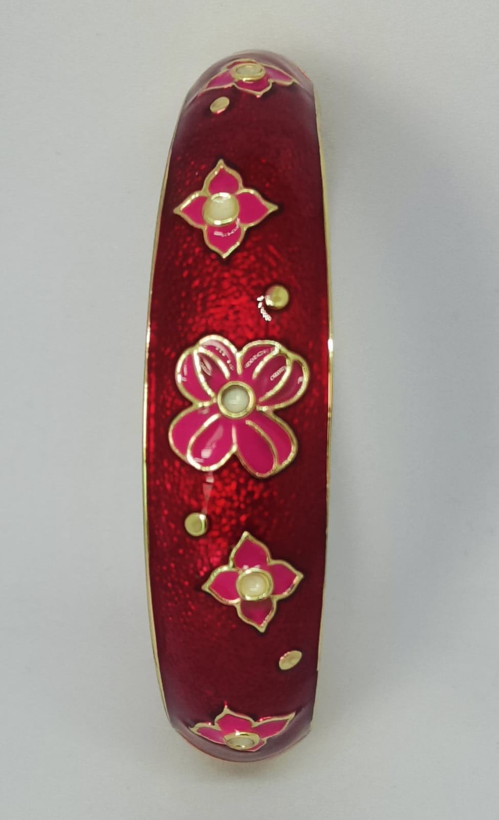 Designer Kada Dark Pink Floral Single Bangle | 2-6
