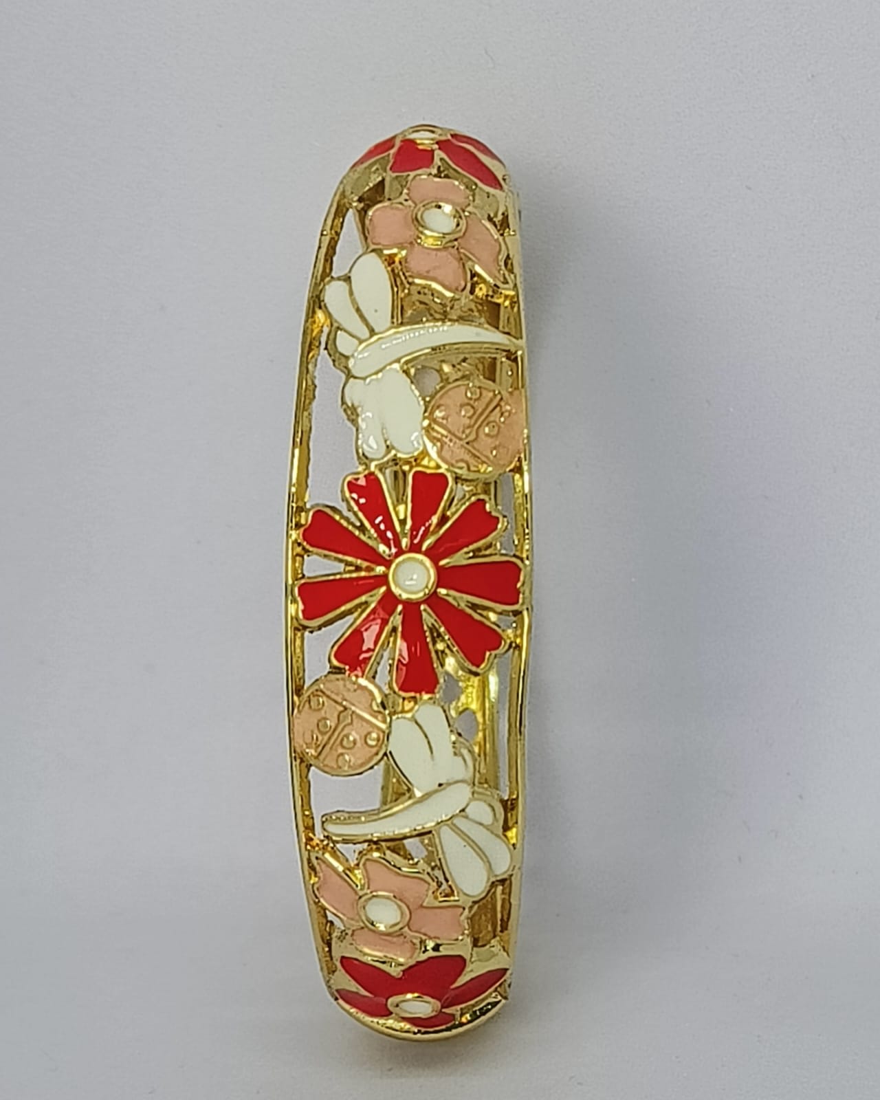 Designer Kada Red Floral Single Bangle | 2-6