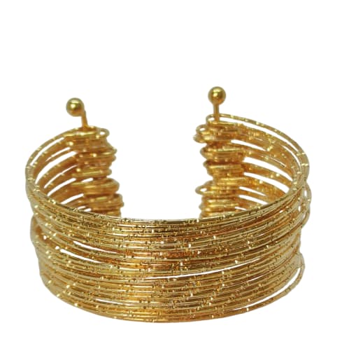 Layered Wire Cuff bracelet - Gold