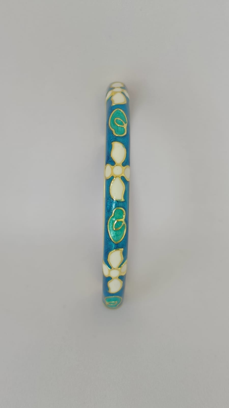 Blue Floral Thin Oval Single Bangle | 2-6