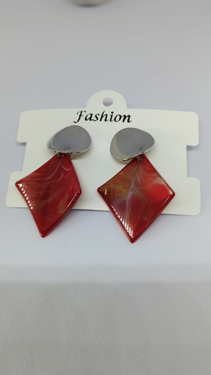 Acrylic Dangle Earrings Red