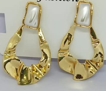 Gold Hoop Drop Pearl Earrings