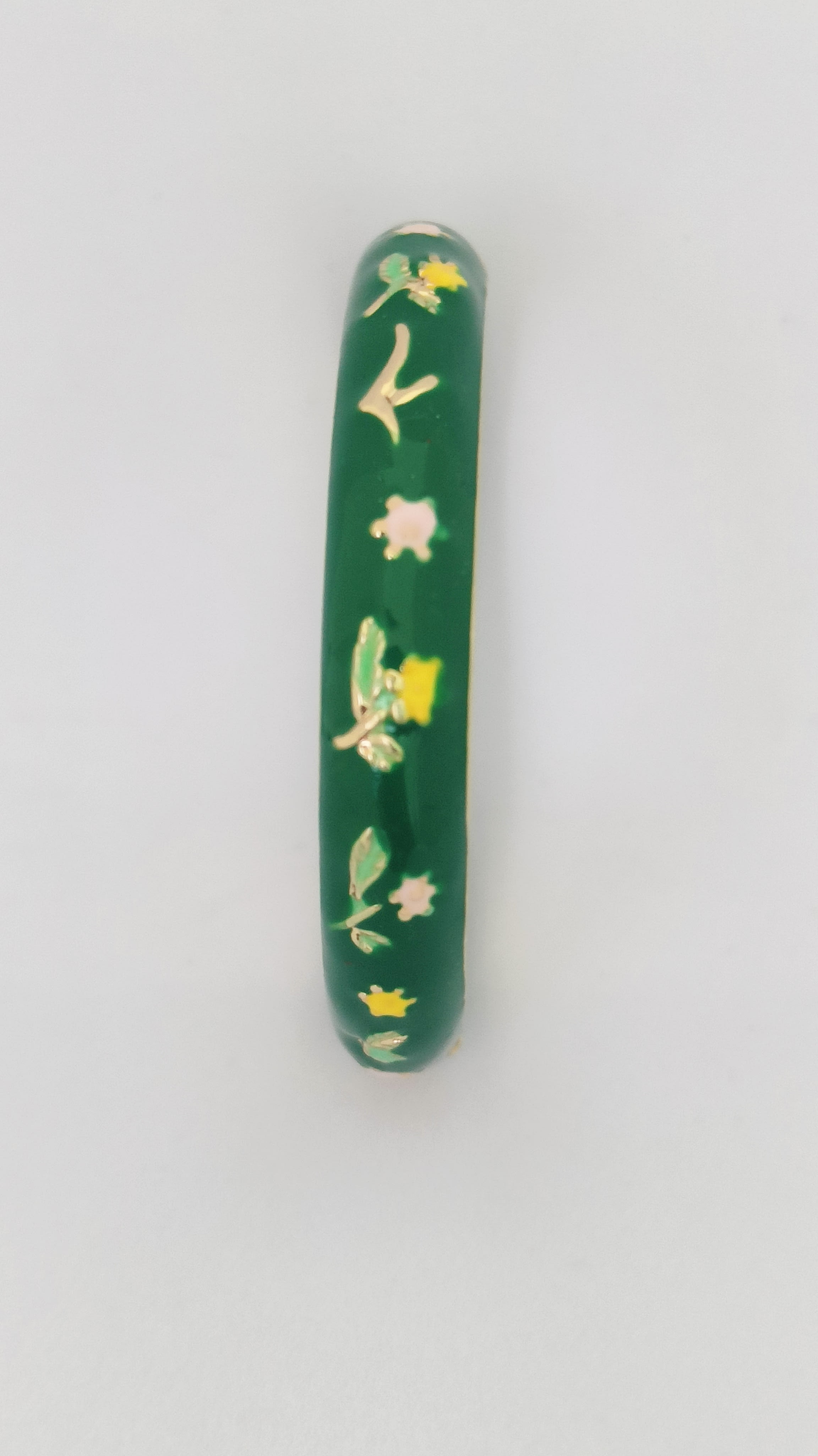 Dark Green with yellow flower Single Bangle| Size 2.2