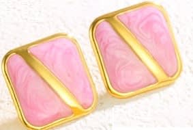 Korean Style Stud Earrings Pink Square
