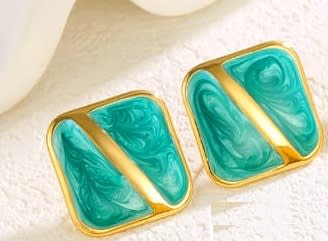 Korean Style Stud Earrings Mint Green Square