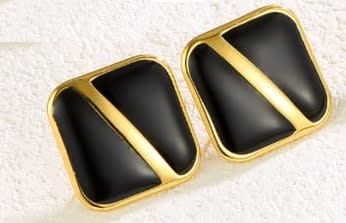 Korean Style Stud Earrings Black Square