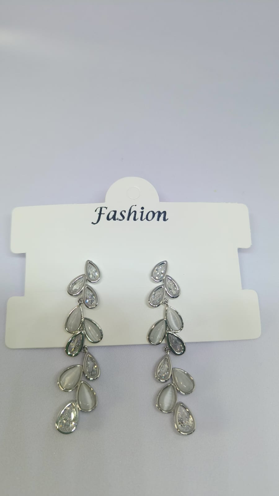 Long Leaf Cyrstal Drop Earrings