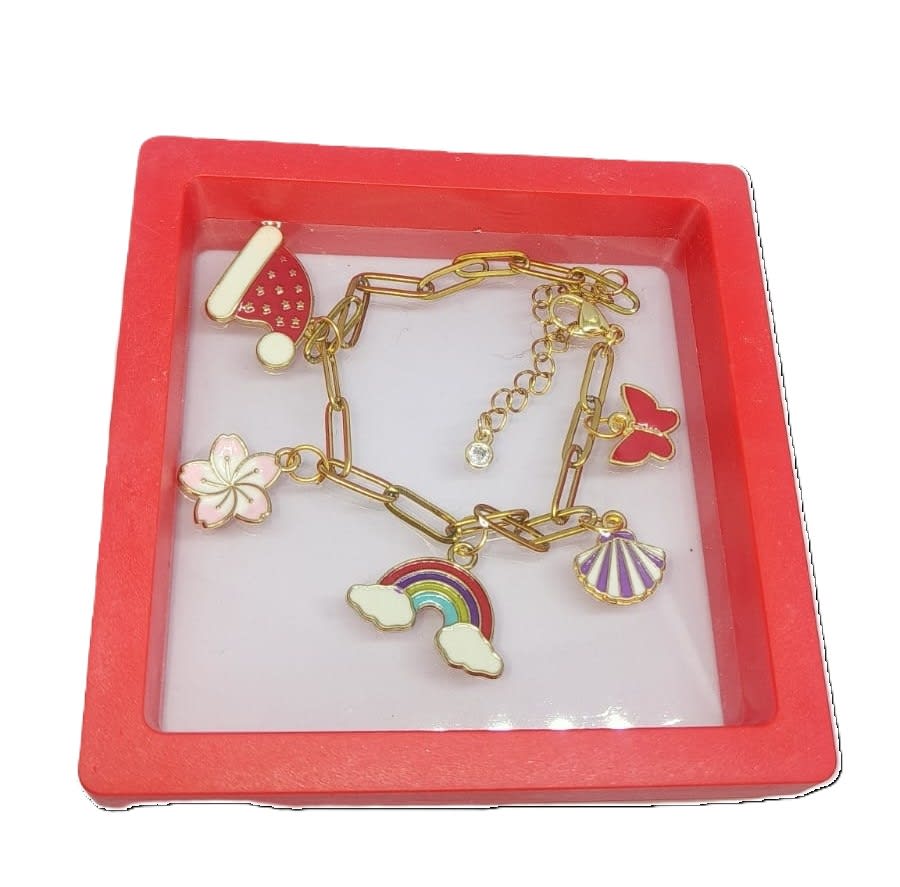 Five Cute Enamel Charms Bracelet  RAINBOW