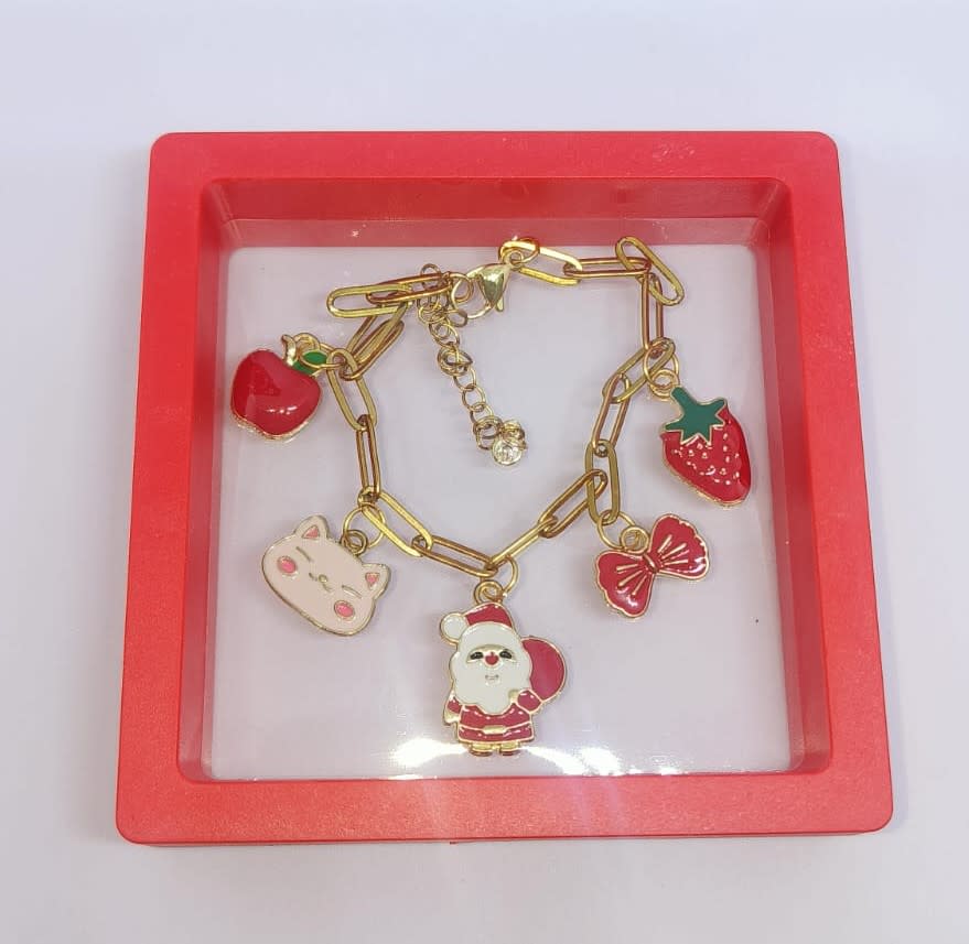 Five Cute Enamel Charms Bracelet  SANTA