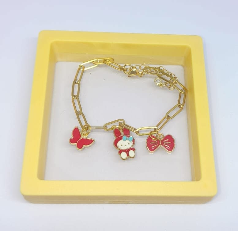 Three Cute Enamel Charms Bracelet  BUTTERFLY