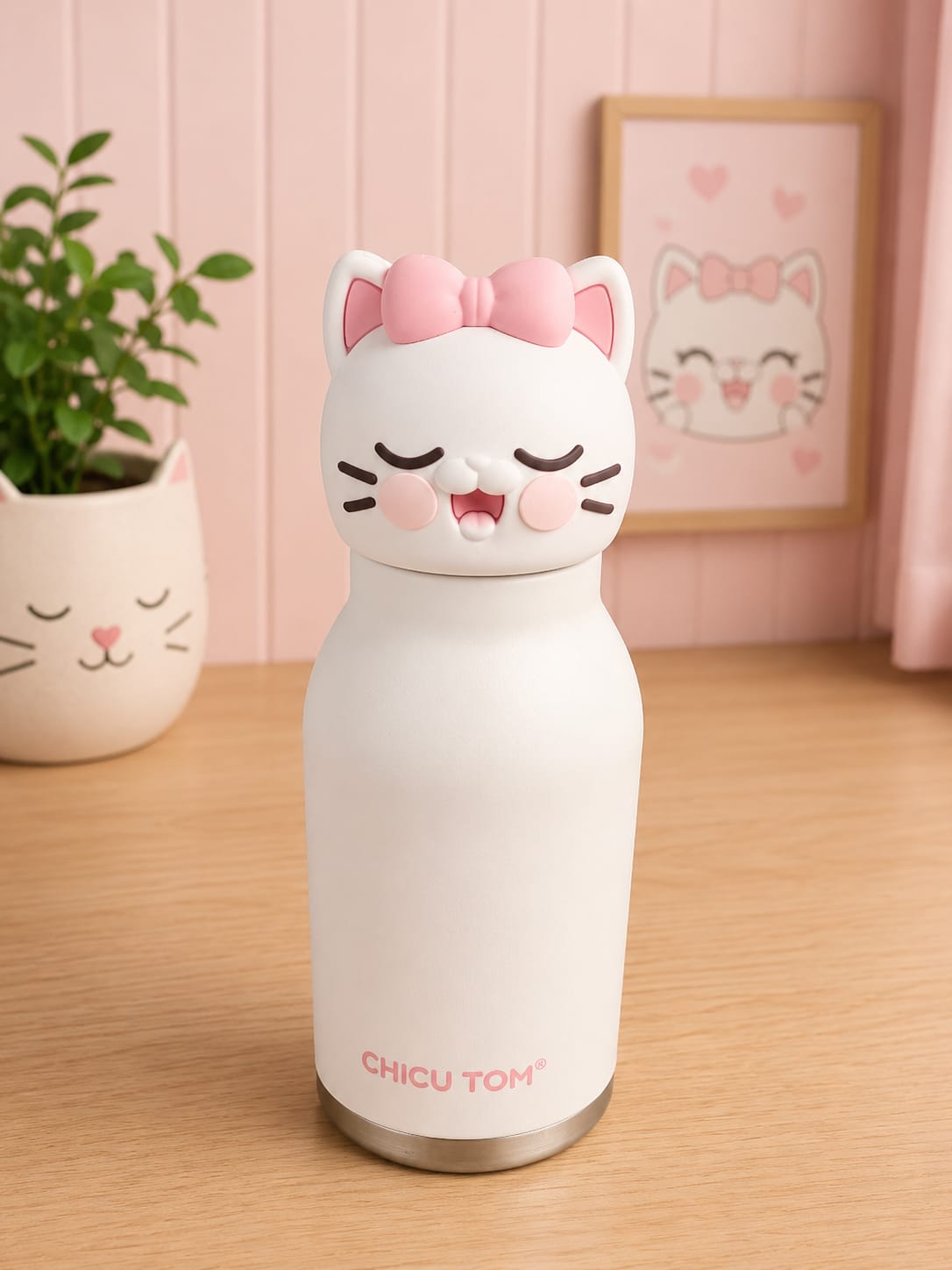 3D Animal Stainless Steel Bottles - Cat 480ml