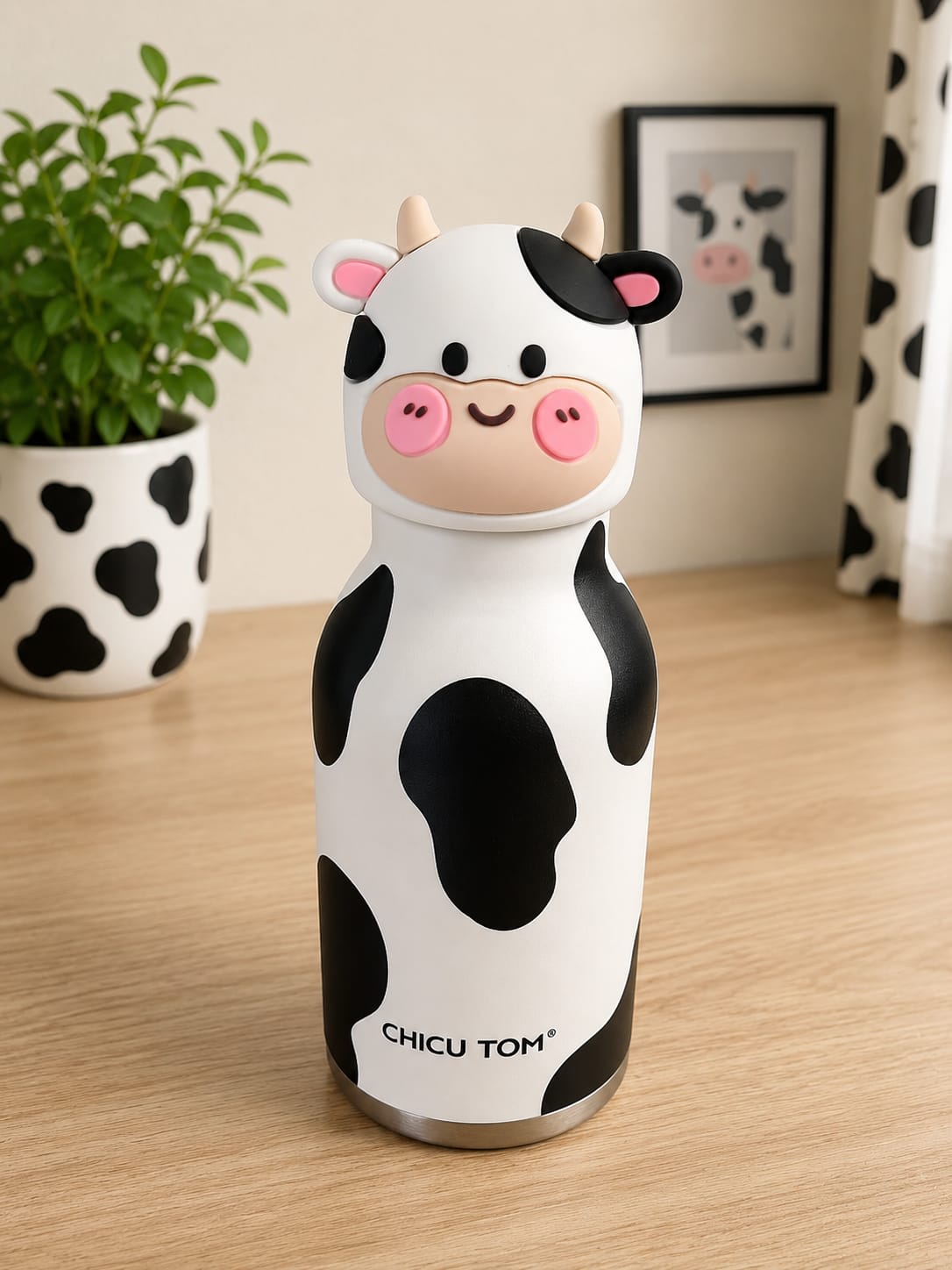 3D Animal Stainless Steel Bottles - Cow 480ml