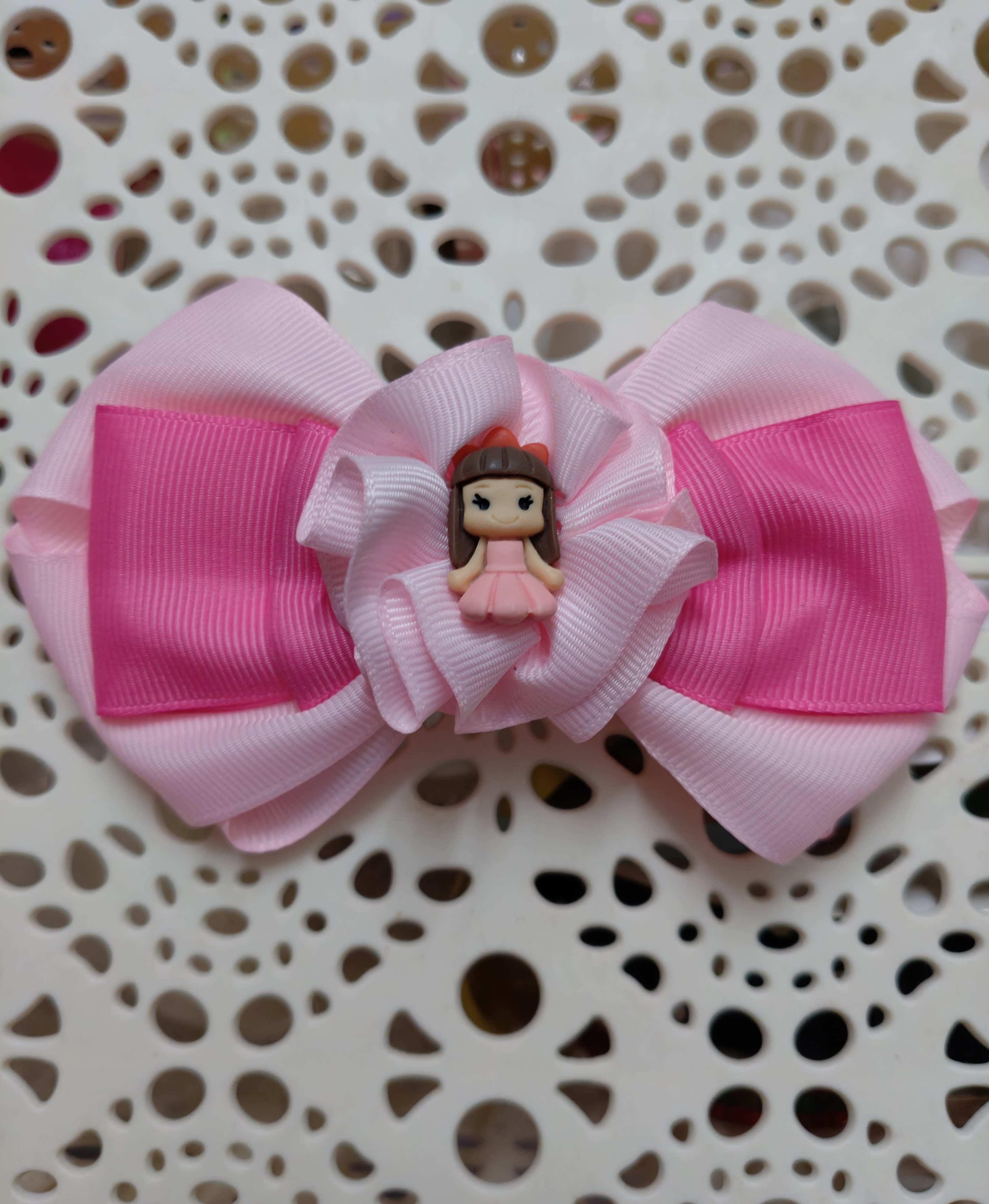 Two layer Hairbow with Princess BABY PINK- PINK