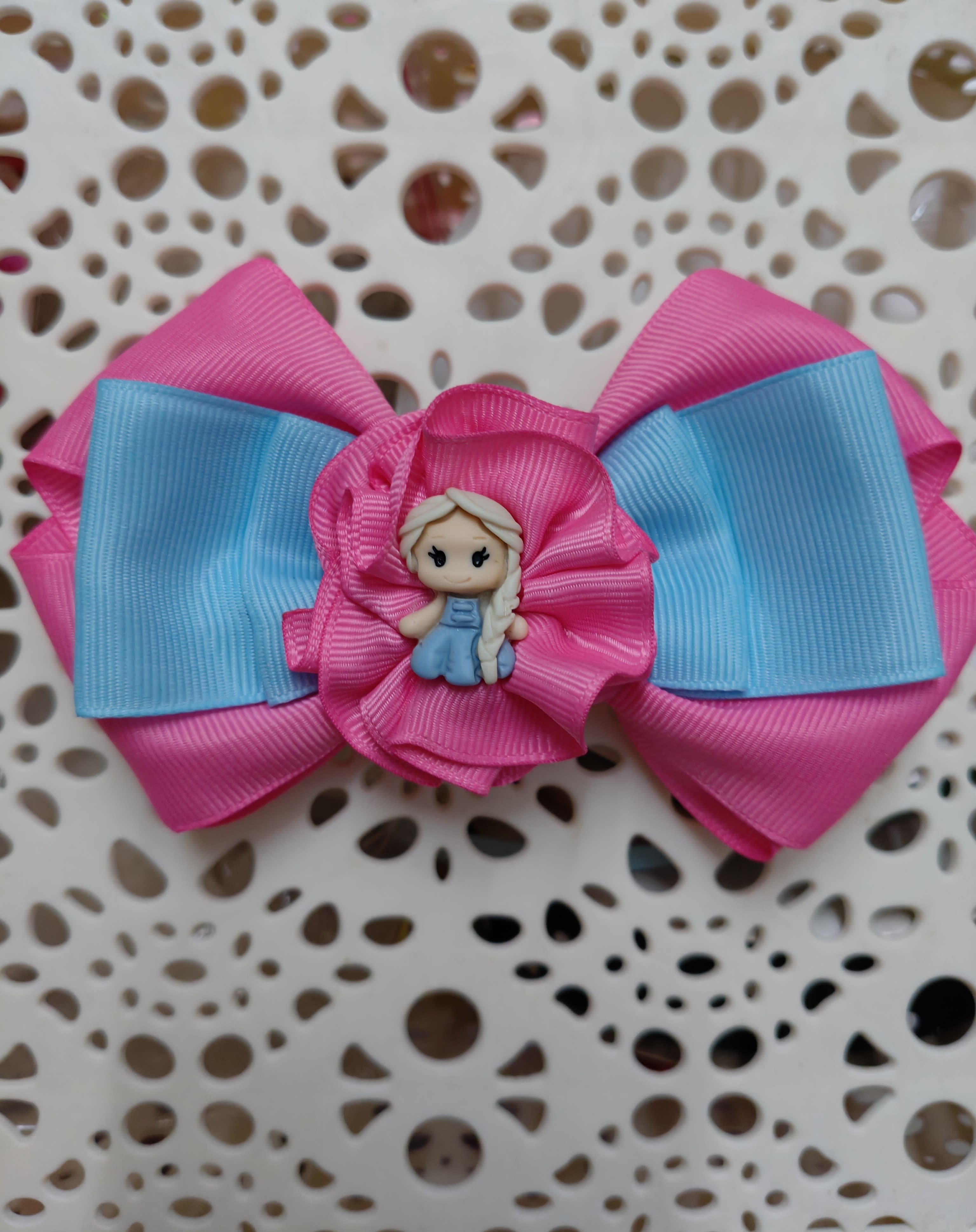 Two layer Hairbow with Princess PINK- BLUE