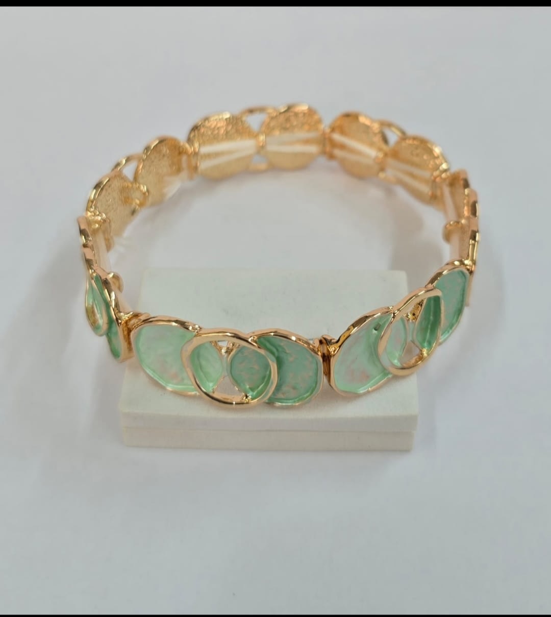 Enamel Green Gold  rings Stretchable Bangle