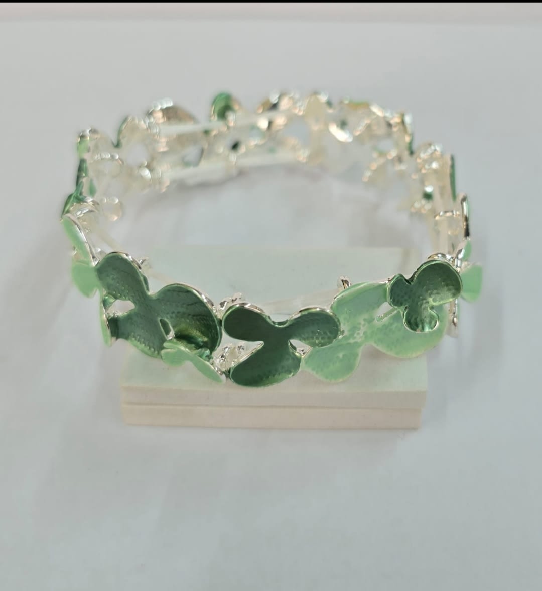 Enamel Silver Flower stretchable 