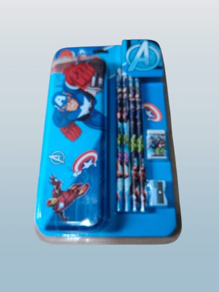 Avengers Metal Pencil Box Stationery Set - 7 Pieces