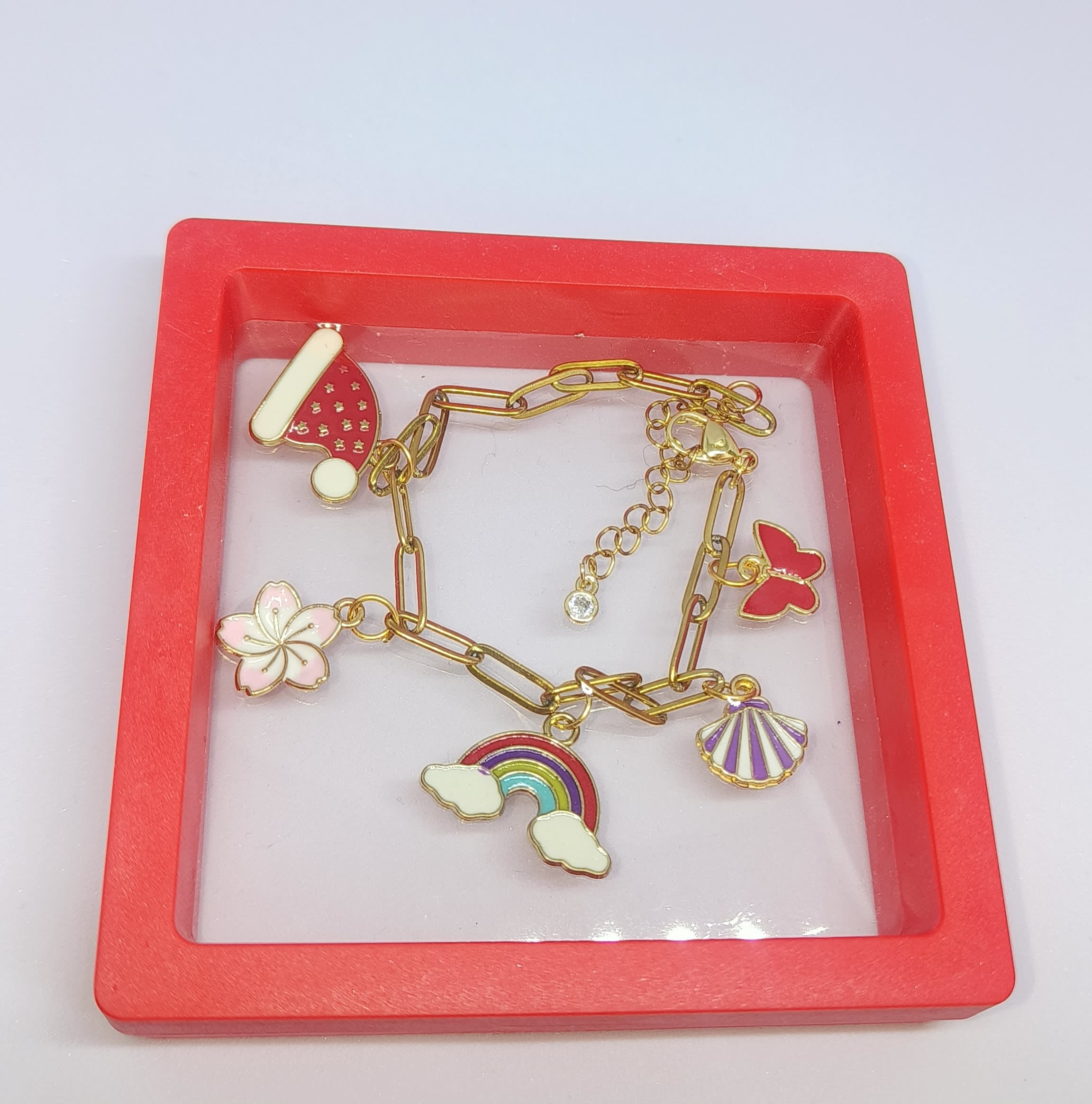 Five Cute Enamel Charms Bracelet Shell Rainbow