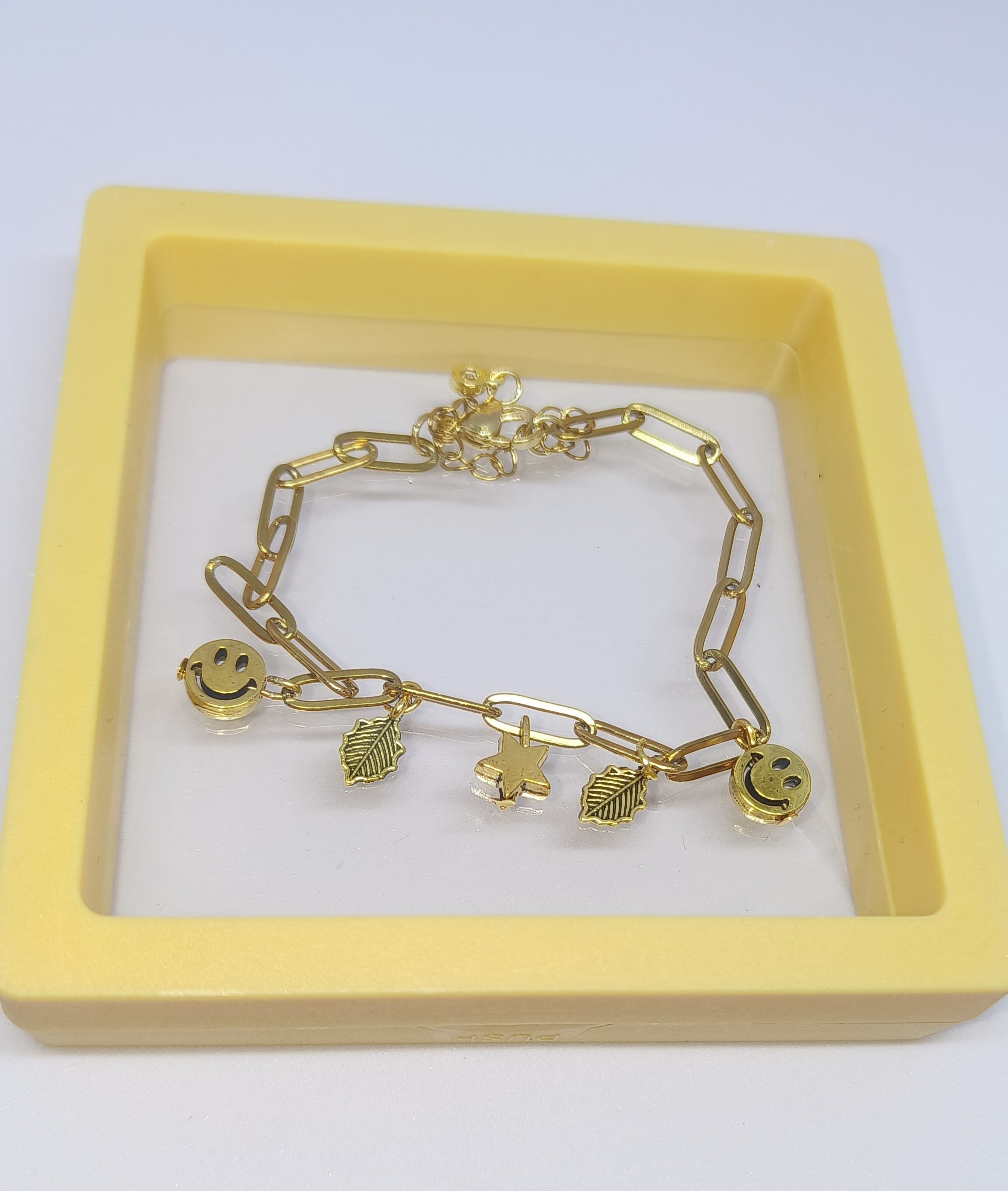 Five Cute Enamel Charms Bracelet Gold smiley