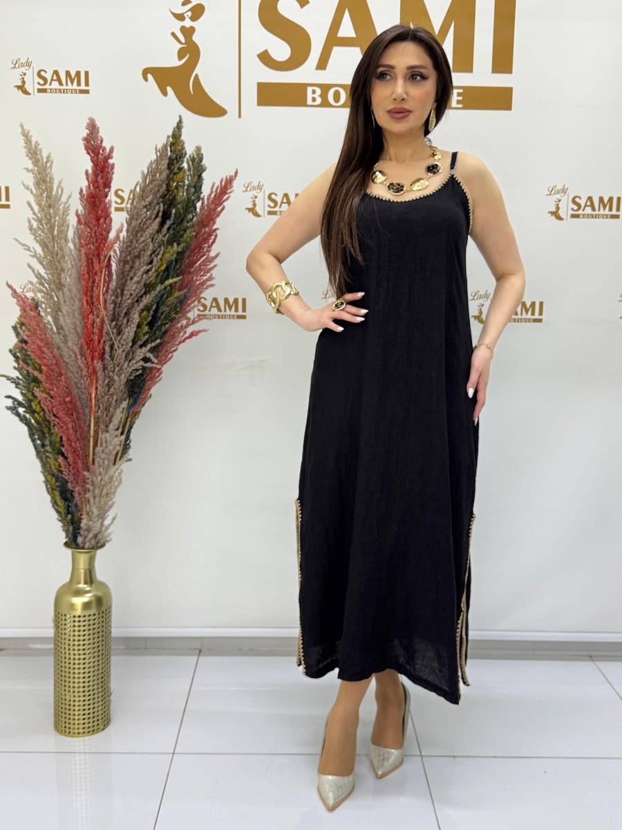 Black Linen Maxi Dress