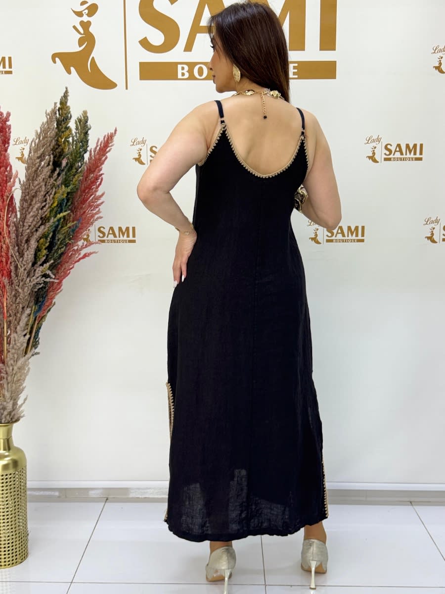 Black Linen Maxi Dress 5