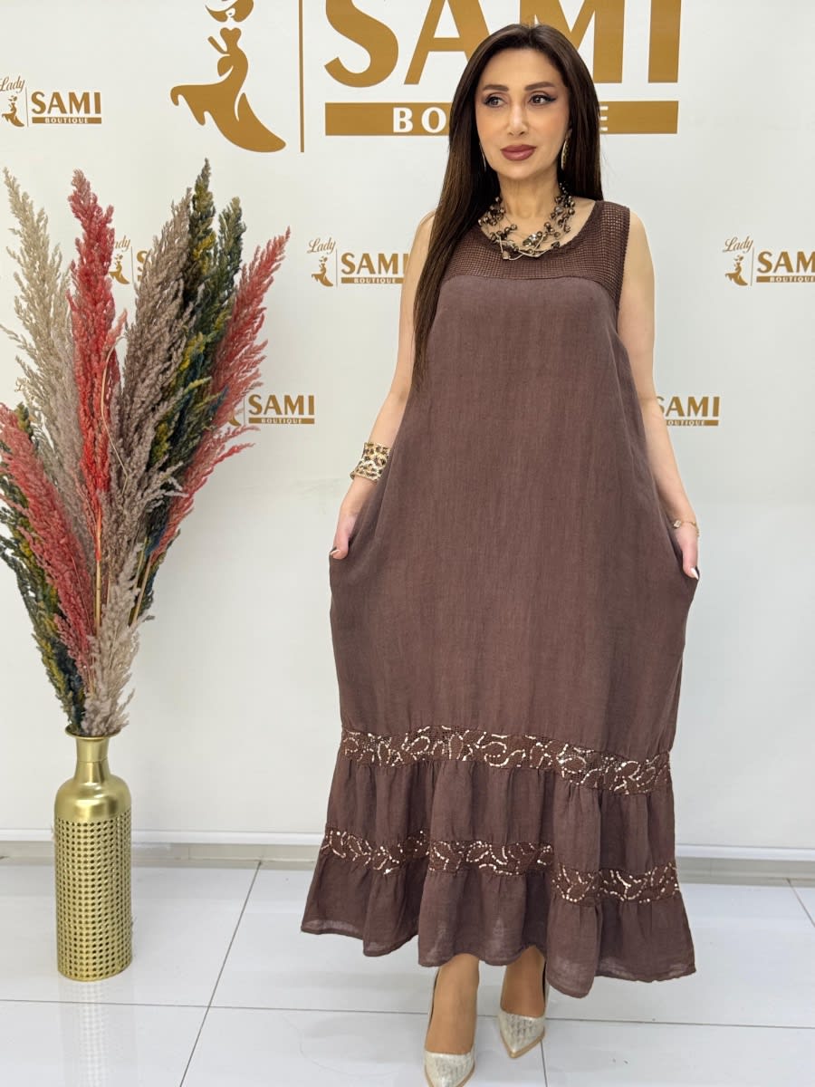 Chocolate Linen Dress 6