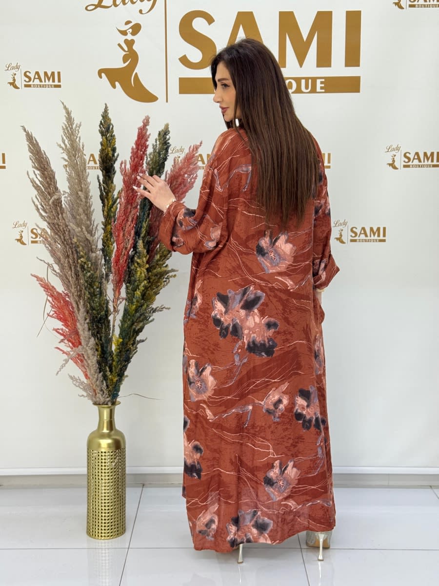 Floral Terracotta Maxi Kaftan 3