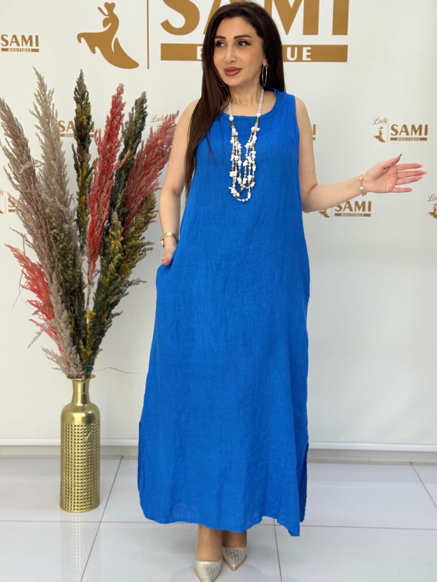 Royal Blue Linen Maxi