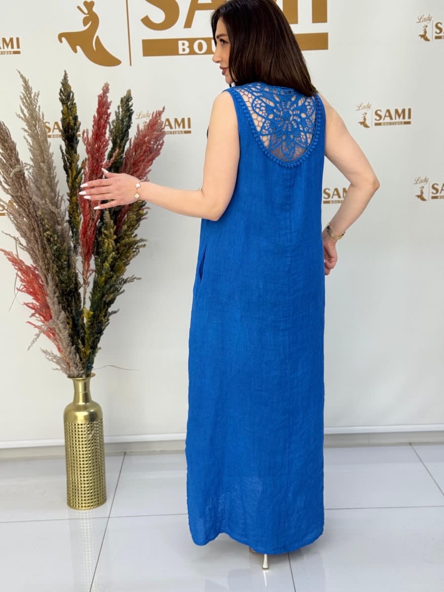 Royal Blue Linen Maxi 3