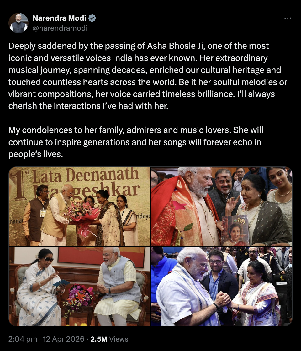 Asha Bhosle, Voice of a Nation, Dies at 92 inline visual 13