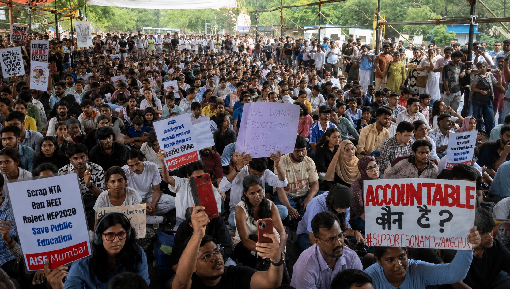 CJP's Mumbai Unit Holds Sit-In Protest At Azad Maidan in solidarity with Sonam Wangchuk wangchuk's removal from protest at Jantar Mantar
