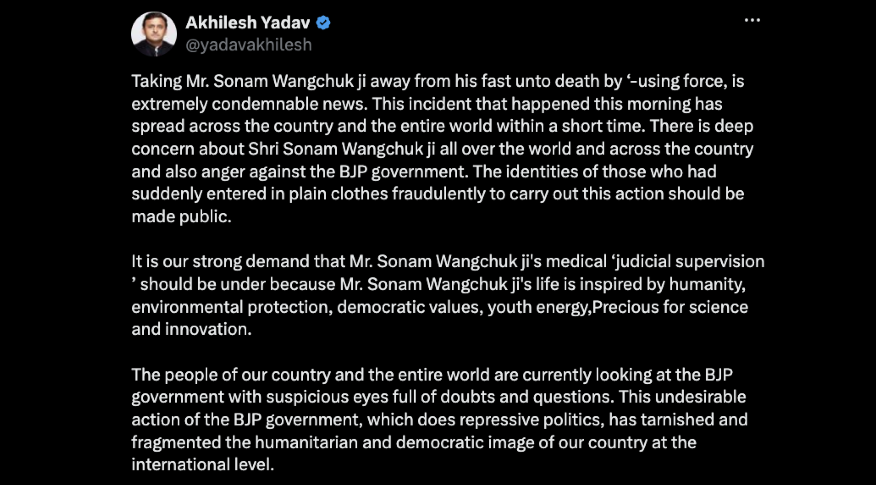 Akhilesh Yadav, Member of the Lok Sabha, and the national president of Samajwadi Party.