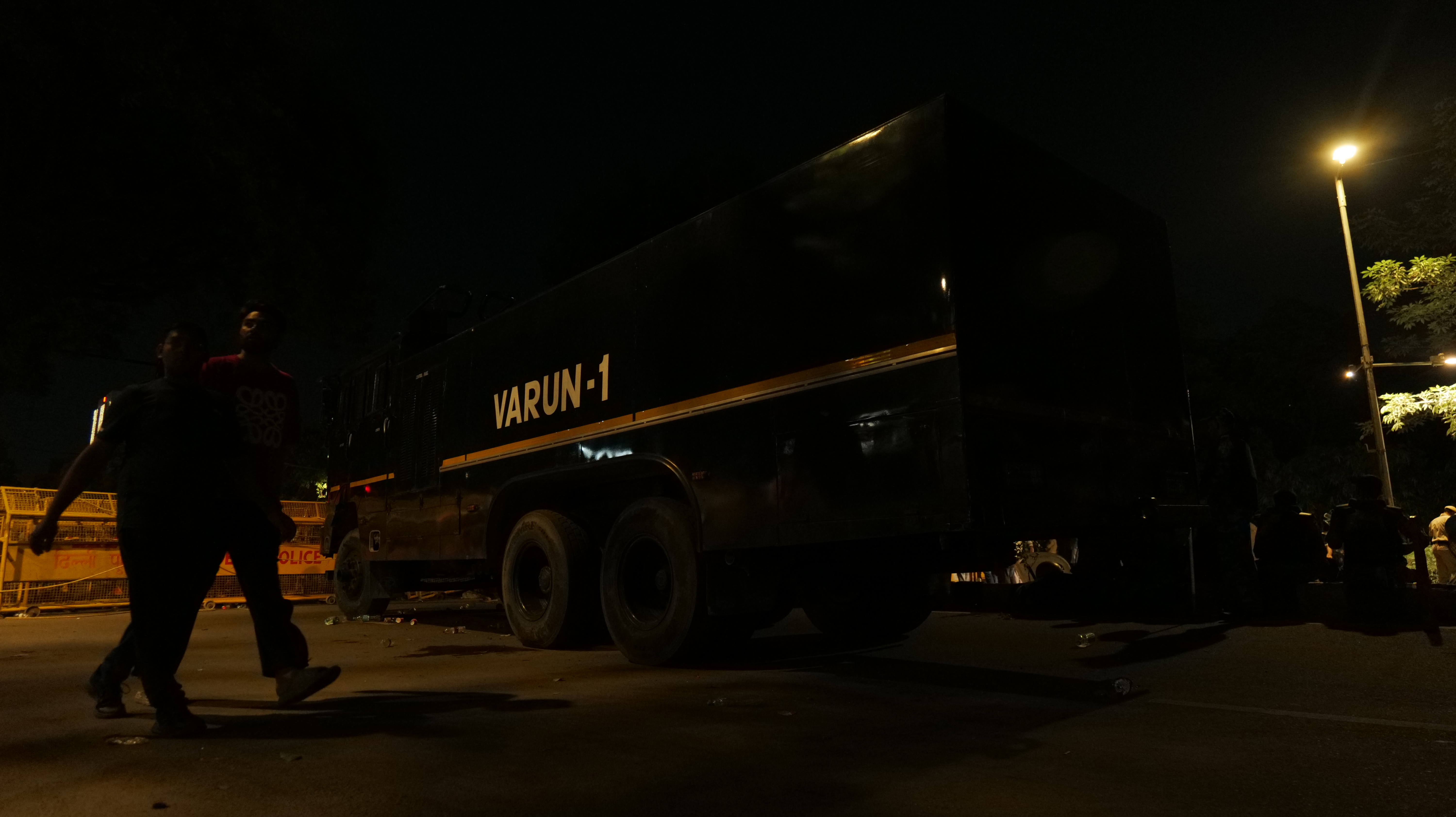The "VARUN-1" is a heavily armored riot-control water cannon vehicle deployed by the Delhi Police at protest sites, such as the ongoing student and youth-led demonstrations at Jantar Mantar | The Veritas Original