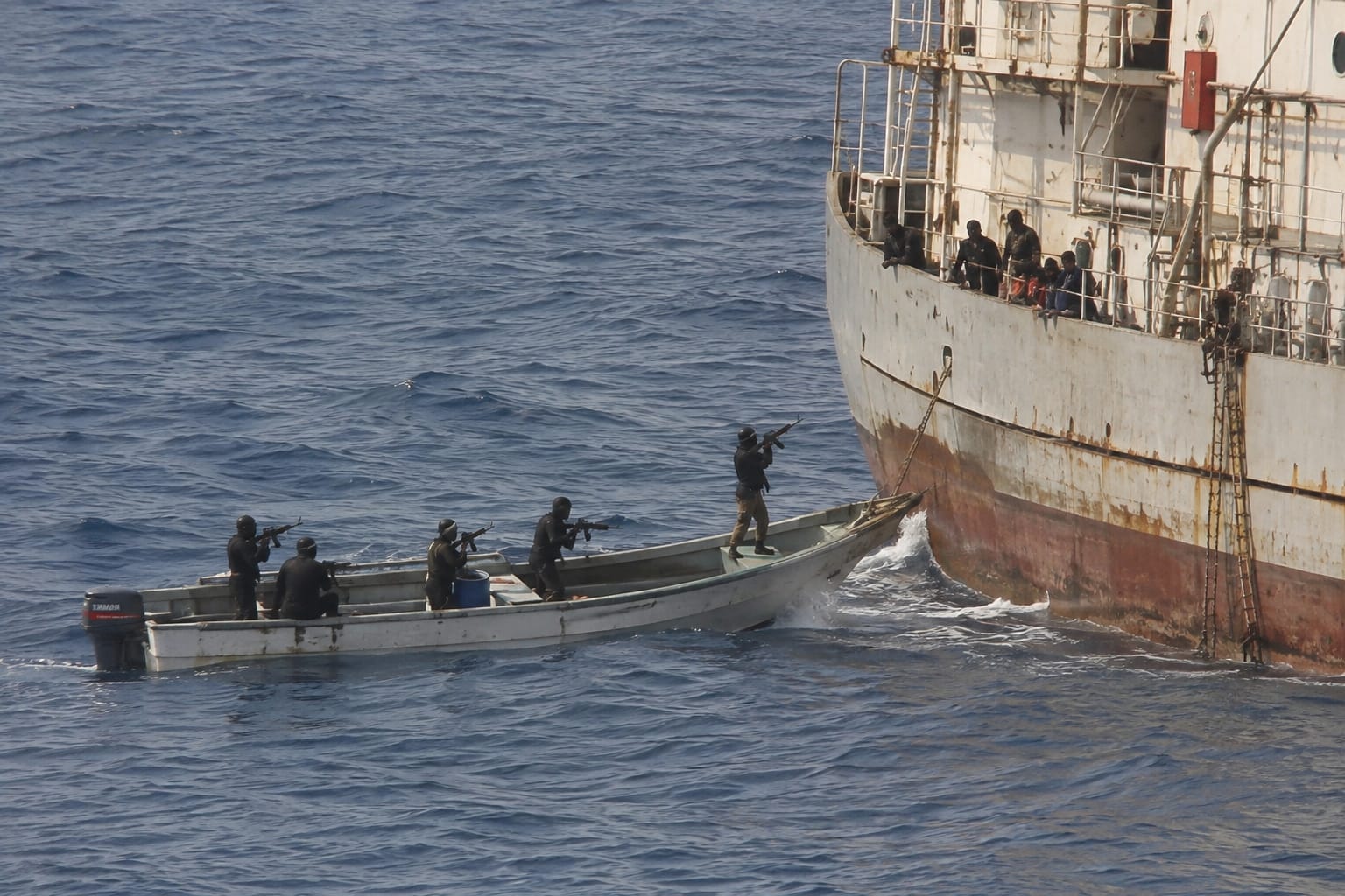 Armed men attack a cargo ship; AI Representation