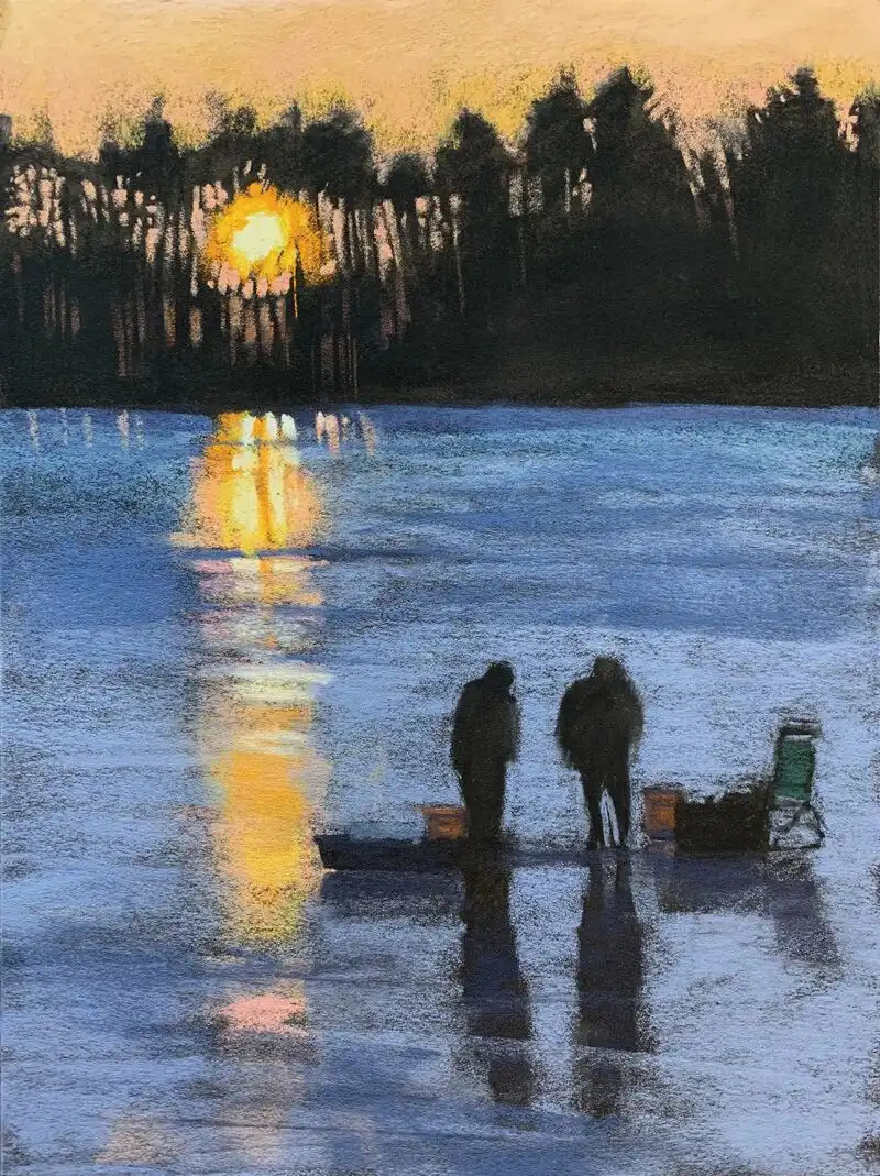 ice-fishing-at-sunset ice fishing at sunset