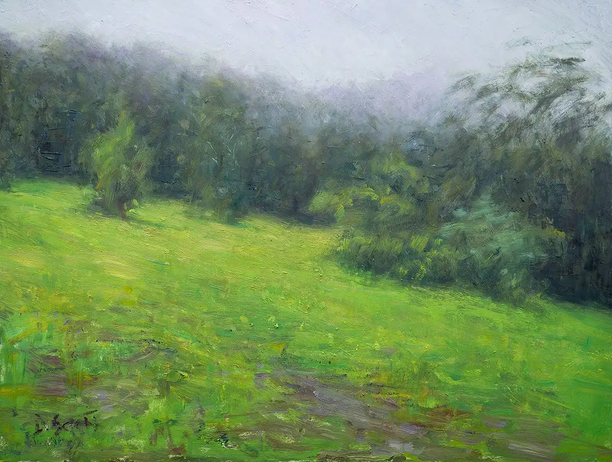 Dan Scott, Misty, Green Landscape, 2025, 1200W