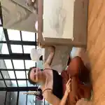 Kathy with her new pencil drawing in art tutor Hanoi