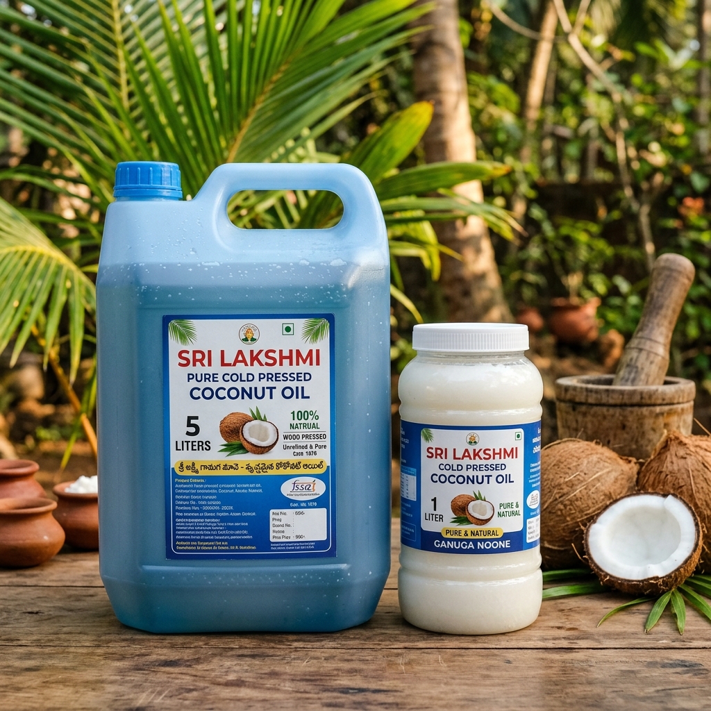 Cold Pressed Coconut Oil (సాంప్రదాయ చెక్క గానుగ కొబ్బరి నూనె)